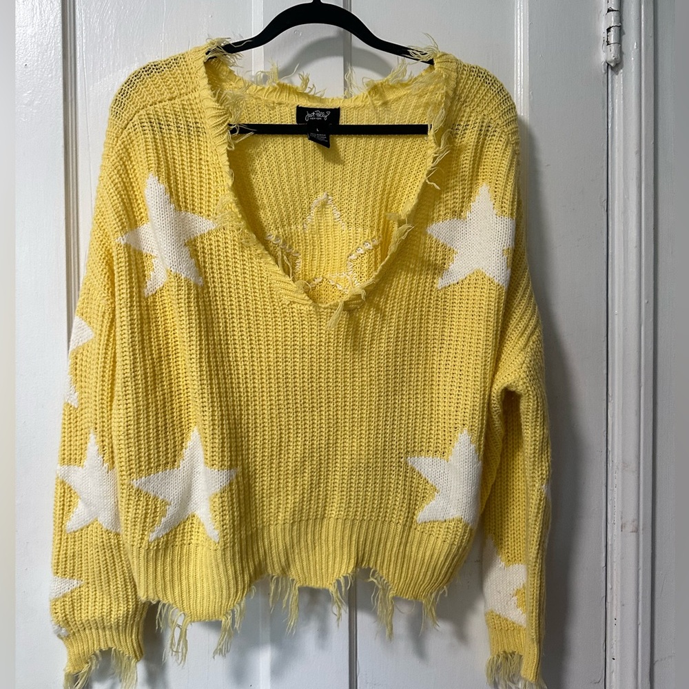 Women's Yellow and White Jumper size L